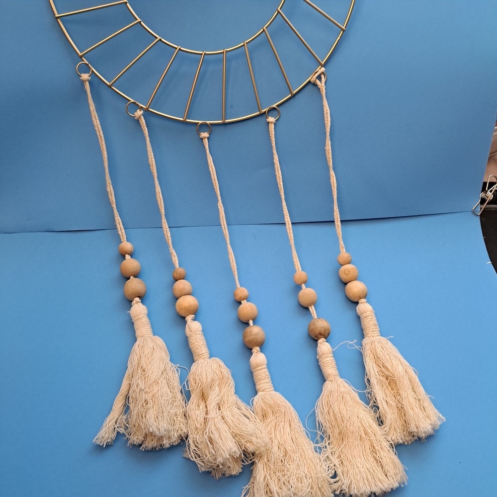 Love Wall Decor Gold Metal Hoop Dream Catcher Wood Beads Boho Tassels‎ - Picture 9 of 12